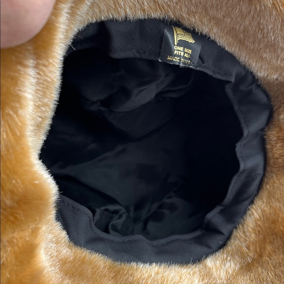Vtg FAUX FUR Bucket Hat One Size Fits All Med Brown Made USA Y2K - Picture 9 of 9